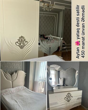 Divan və masa dəstləri: İkinəfərlik çarpayı, Dolab, Termo, 2 tumba, İşlənmiş