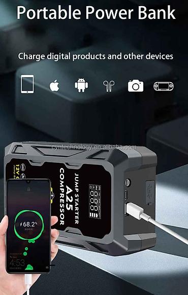 Jump Starter + təkər nasosu 4-ü 1-də (10.000 mah) Charging Output — 5