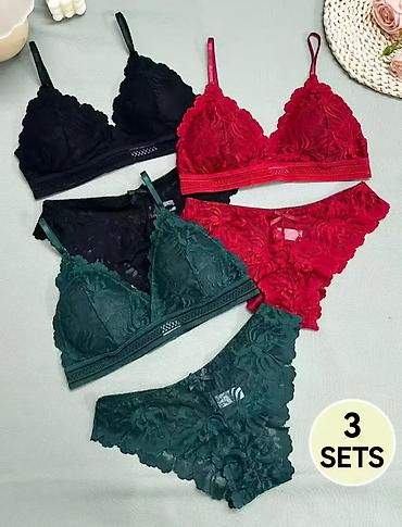 baletanke patike: Set od 3 čipkana kompleta donjeg veša – bralette grudnjaci i gaćice u — 1