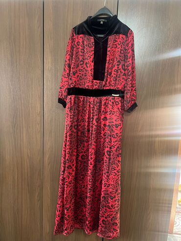 длинное красное вечернее платье: Вечернее платье, Длинная модель, Шифон, С рукавами, M (EU 38)