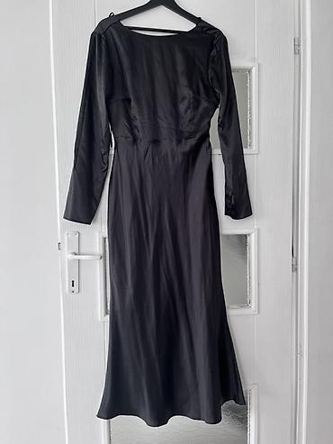 zara web: Crna slip/večernja haljina od satenskog materijala - Boja: crna, sa — 1