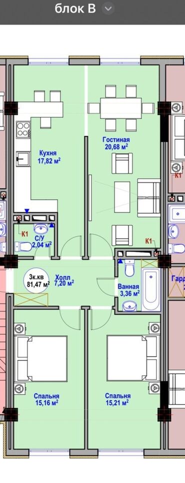 квартира аренда аламедин 1: 3 комнаты, 81 м², Элитка, 3 этаж, ПСО (под самоотделку)