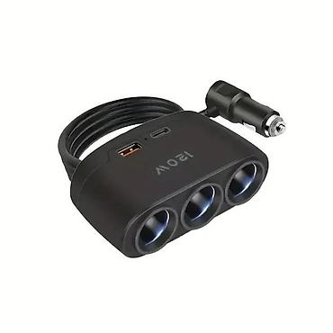 Ostalo: Auto punjač sa 3 priključka+2 USB Ouyaaqii D'25 NOVO. Opis proizvoda — 1