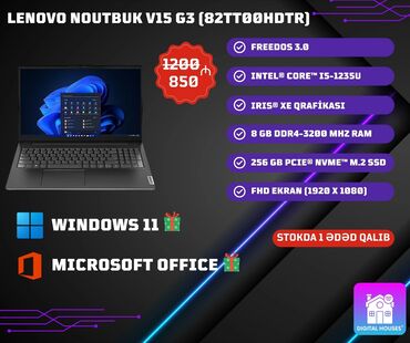 oyun notebookları: Yeni Lenovo 15 ", Intel Core i5, 256 GB, Ünvandan götürmə, Pulsuz çatdırılma, Rayonlara çatdırılma