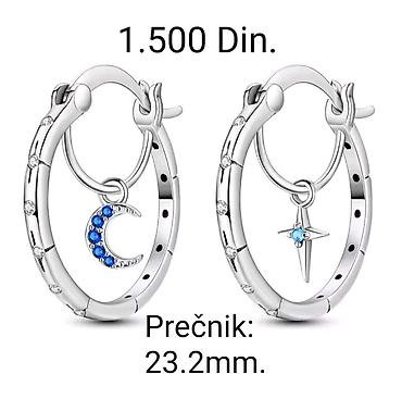 pandora prstenje: Elegantne posrebrene okrugle minđuše od hirurskog čelika sa žigom — 1