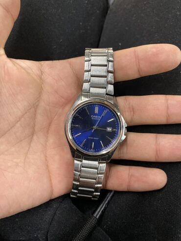 повязка для волос: Классические наручные часы CASIO Quartz с синим солнечным циферблатом