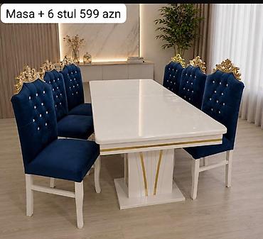 Masa və 6 stul dəsti - Komplekt: 1 ədəd yemək masası + 6 ədəd stul - lalafo.az -da Masa və 6 stul dəsti - Komplekt: 1 ədəd yemək masası + 6 ədəd stul -
