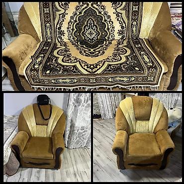 Divan-kreslo dəsti - Komplekt: 1 divan + 2 kreslo - Parça: yumşaq