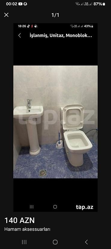 firca desti: Hamam aksesuarları dəsti - Unitaz (monoblok tipli) – üst qapaqlı, yan — 1