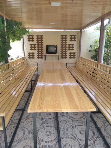 Bağ, çöl oturacaqları: Taxta yemək dəsti – müxtəlif modellər - Material: tam ağac (kənd — 19