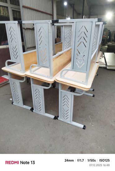 Парты: Парта, С полками, Детская, Металл, цвет - Желтый — 1