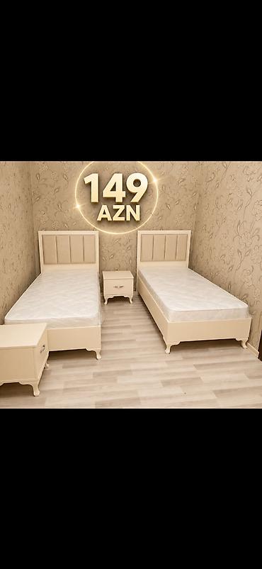 Krem rəngdə tək nəfərlik çarpayı dəsti - Modern, minimalist dizaynlı