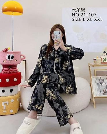 Пижамы: Пижама, Хлопок, Китай, На пуговицах, M, L — 8