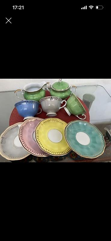Çay dəsti, rəng - Yaşıl, Farfor