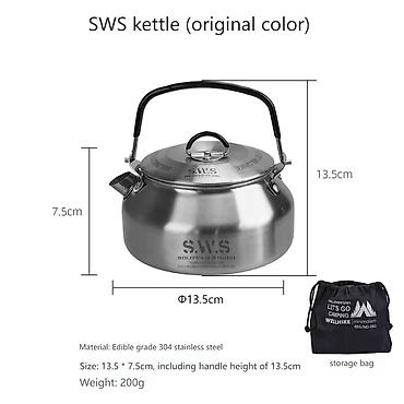 банный катёл: Походный SWS Чайник (серебристый), ⌀13.5х7.5см, WELLHIKE (WKB00034404) — 1