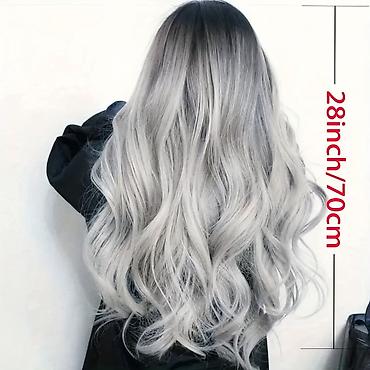 Perike i klipse: Perike – 3400 din Duga ravna perika sa šiškama, ombre prelaz crna → — 11