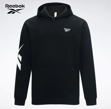 Толстовки: Толстовка Reebok с капюшоном, черная размер L больше мерка -
