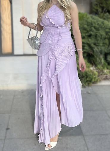 kirayə geyim: Kiraye geyim. lavanda rəngində uzun don - Model: asimmetrik kəsimli — 3