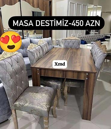 taxt ortukleri: Qonaq otağı üçün, Yeni, Açılmayan, Dördbucaq masa, 6 stul — 1