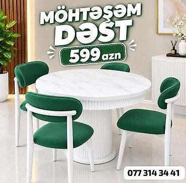 eyvan ucun stol stul: Yemək otağı üçün “Möhtəşəm Dəst” – dairəvi masa + 4 ədəd stul — 3