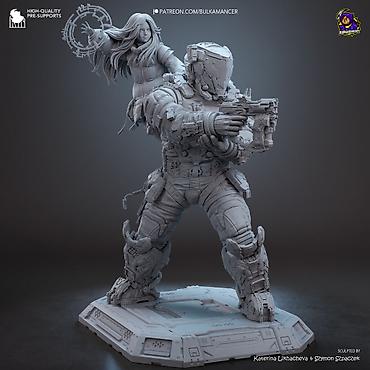 Искусство и коллекционирование: 🧑‍🚀 ФИГУРКА ПОД ПОКРАСКУ (Pragmata) Диана и Хью 30 см 📐 Технические — 4