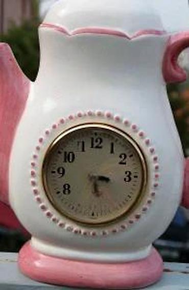 Satovi za kuću: Vtg Kaminski ukrasni keramički sat u obliku čajnika 26 cm!. Ispravan — 8