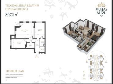 2 комнатные квартиры в бишкеке продажа мкр тунгуч: 2 бөлмө, 80 кв. м, Элитка, 4 кабат, ПСО (өзү оңдоп түзөтүп бүтүү үчүн)