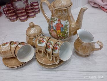 диваны из германии: Çay dəsti, rəng - Qızılı, Farfor