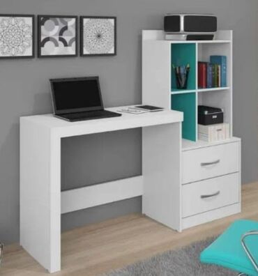 Sifarişlə yazı masaları: Dördbucaq masa, Stulsuz, Polkalı, Siyirməsiz, Türkiyə, Mat laminat — 26