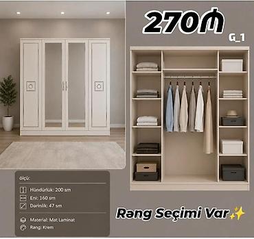 ayna qapi: G_1 model paltar şkafı - Ölçülər: hündürlük 200 sm, en 160 sm — 1