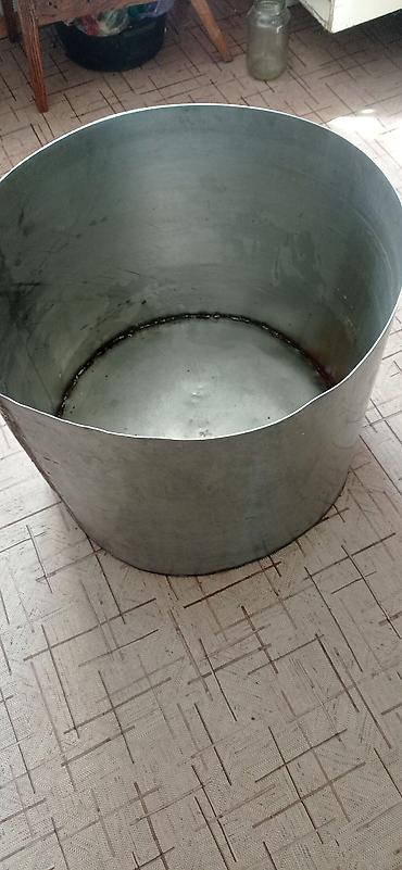 Кухонные принадлежности: Круглая металлическая ёмкость/кастрюля без ручек,60 литров — 4