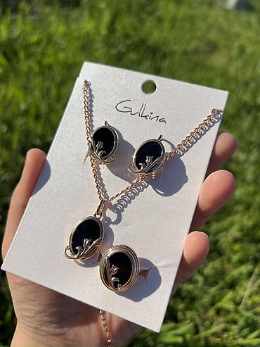 Наборы украшений: Дубайская бижутерия💎 Набор украшений Gulkina с черным овалом и — 3