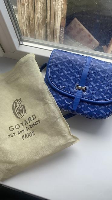 чехоль: Сумка через плечо в фирменном стиле Goyard, насыщенного синего цвета с — 3