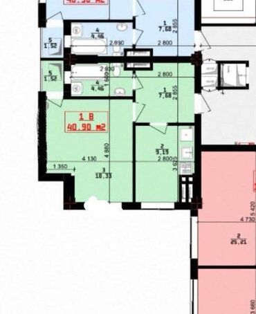 ипотека бишкек квартира ихлас: 1 комната, 41 м², Элитка, 2 этаж, ПСО (под самоотделку)