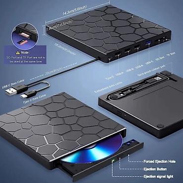 orico hdd box: 7-i-1 Xarici DVD/CD Yazıcı və USB Hub - USB 3.0 və Type‑C qoşulma — 5