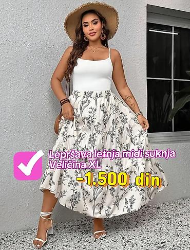 Skirts: Ženska midi suknja sa cvetnim printom Veličina XL - Kroj: široka — 1