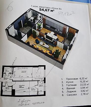 арзан шоп: 1 комната, 54 м², БГУ Элитка, 4 этаж — 5
