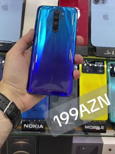 60 fps ucuz telefonlar: Xiaomi Redmi Note 8 Pro, 128 GB, rəng - Göy, 
 Barmaq izi, Face ID, İki sim kartlı