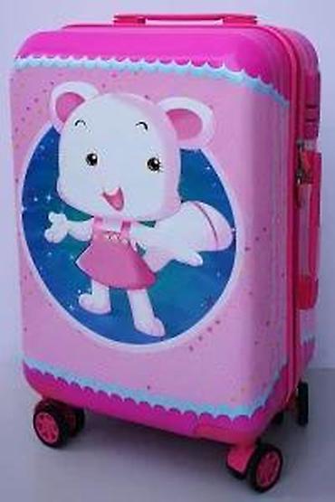 Rančevi, torbe i koferi: Dečji kofer na točkiće – roze, sa crtanim likom - Dimenzije: kabinski — 13