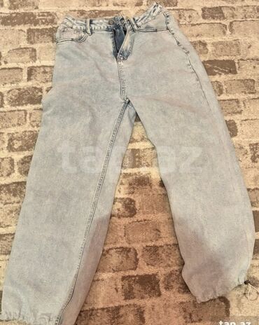 Шорты: Açıq mavi rəngli denim şalvar 27 28 razmer - Model: geniş kəsim