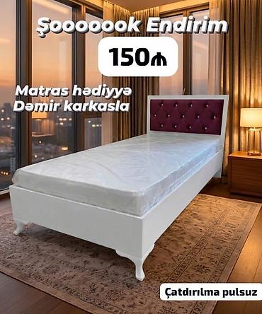 Tək nəfərlik çarpayı – dəmir karkaslı, yumşaq başlıq hissəsi (şaquli
