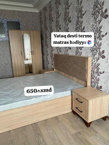 Masa və oturacaq dəstləri: İkinəfərlik çarpayı, Dolab, Termo, 2 tumba, Azərbaycan, Yeni