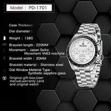 Ručni satovi: PAGANI DESIGN PD-1701 -Plava- Omega Speedmaster Moonwatch Potpuno nov — 13