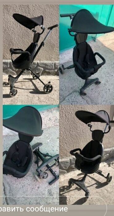 коляска для ребёнка: Коляска, цвет - Черный, Б/у