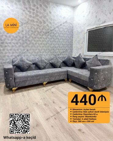 Divanlar: Künc divan, Açılan, Bazasız, Vеlur parça, Şəhərdaxili pulsuz çatdırılma