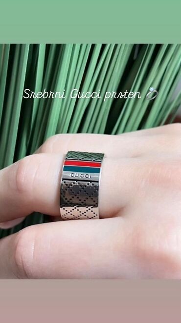 Prstenje: Unisex prsten, Gucci, Materijal: Cirkon, Srebro — 1