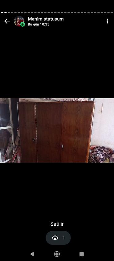 skaf sekilleri: Üç qapılı geyim dolabı - Material: taxta/şpon örtüklü, cilalı səth - — 1