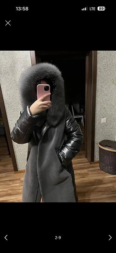 nike tech flece: Женская зимняя куртка-пальто с большим меховым капюшоном - Цвет — 1