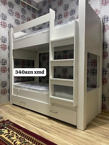 madera mebel: Ağ rəngdə iki mərtəbəli uşaq çarpayısı - Material: laminat/MDF tipli — 1