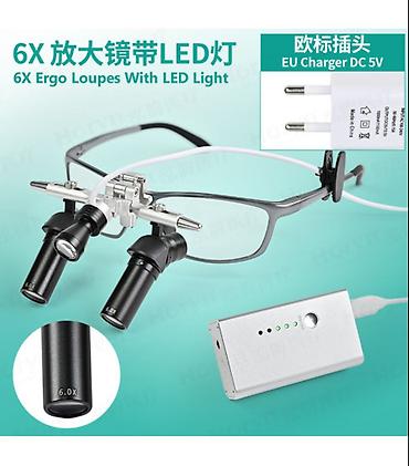 Очковые бинокулярные лупы с LED‑подсветкой (Ergo Loupes 48°)